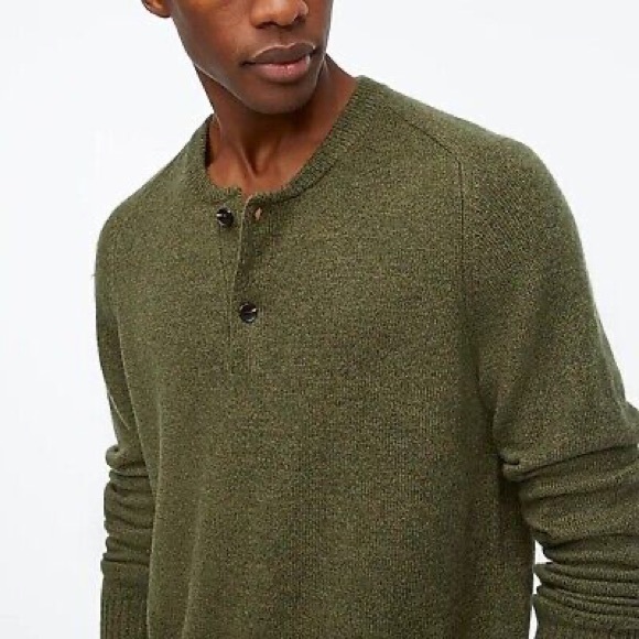 NWT J.Crew Factory Men's Lambswool-Blend Henley Sweater - Picture 2 of 9